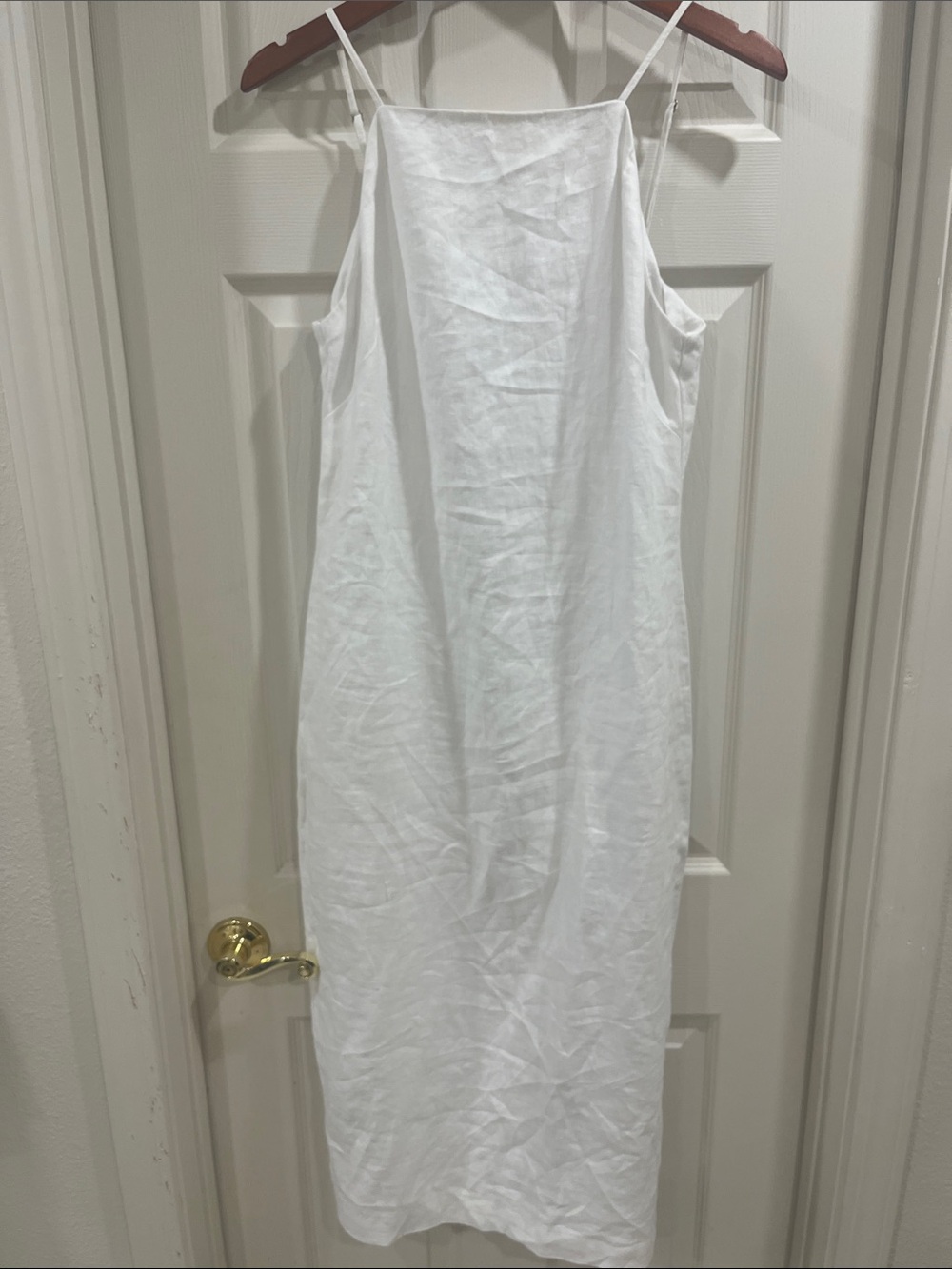 Madewell White Linen-Blend Slip Midi Dress